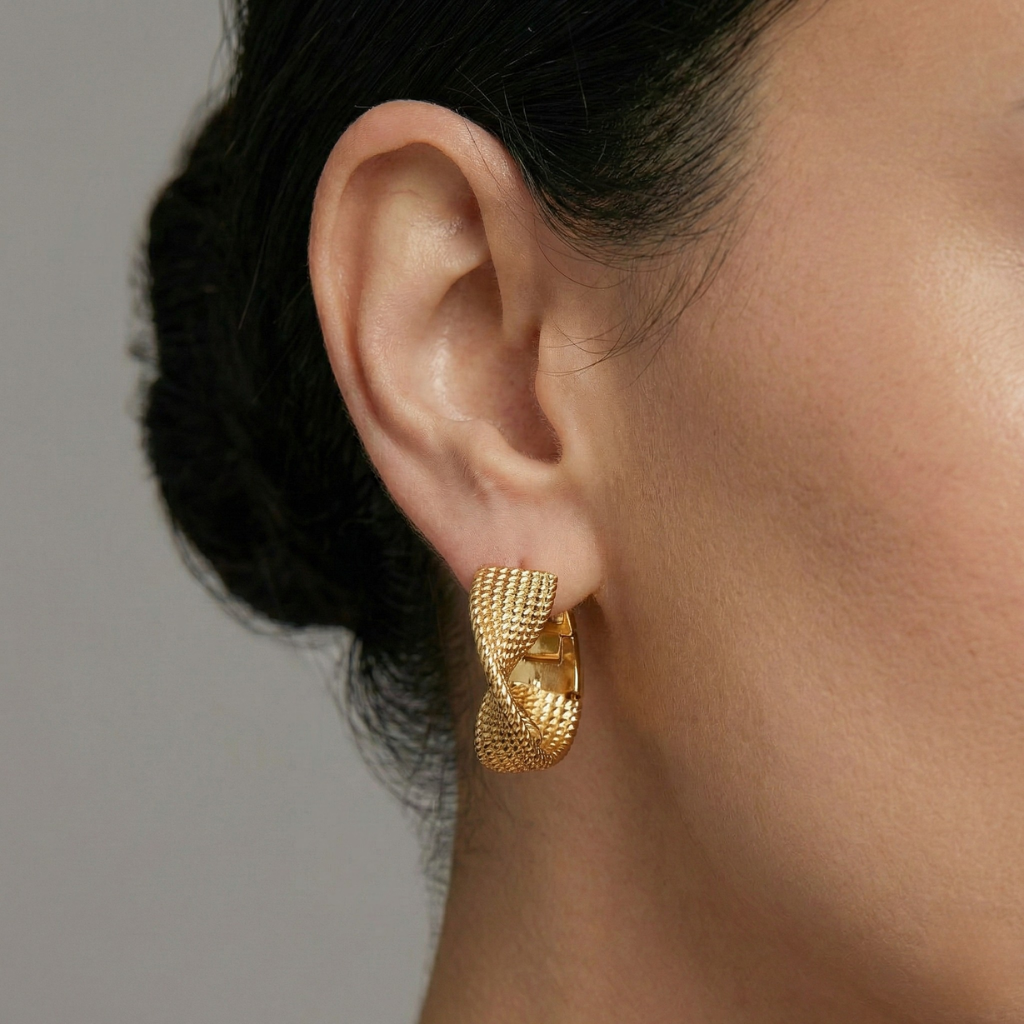 Elegant 14K Gold-Plated Wavy Earrings
