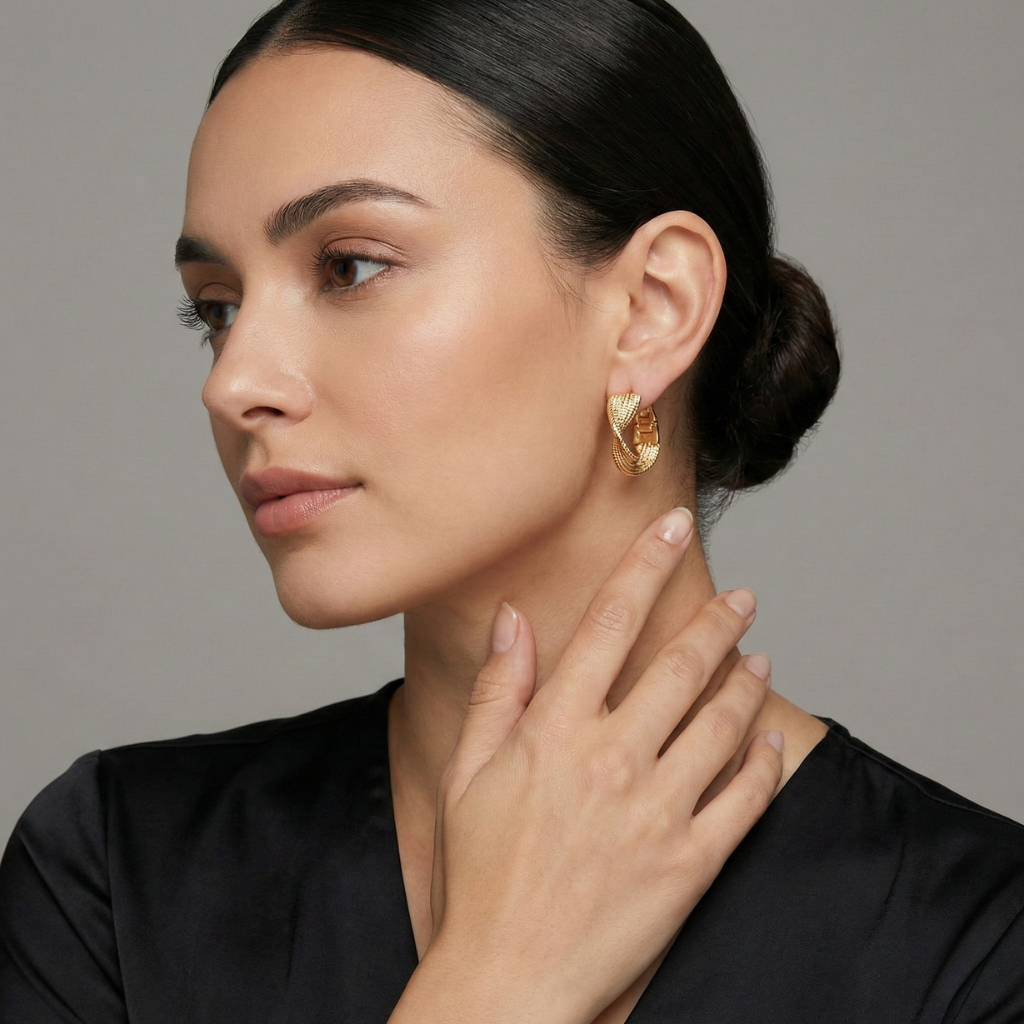 Elegant 14K Gold-Plated Wavy Earrings