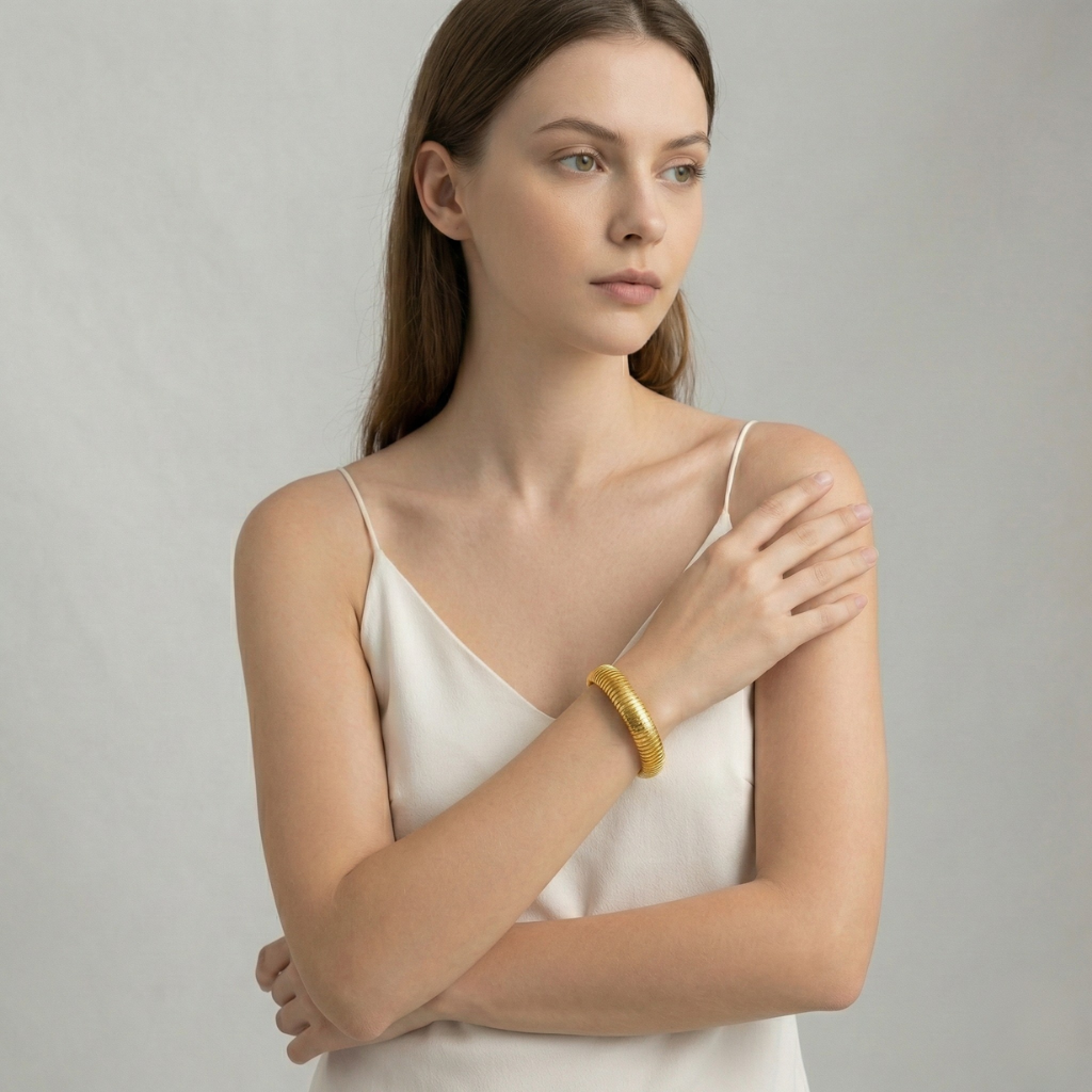 Authentic Nanni – Flex Snake Chain Cuff Bracelet | 18K Gold Plated