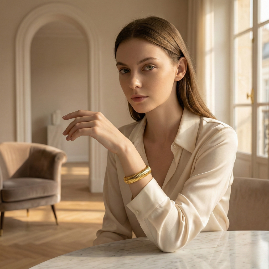 Authentic Nanni – Flex Snake Chain Cuff Bracelet | 18K Gold Plated