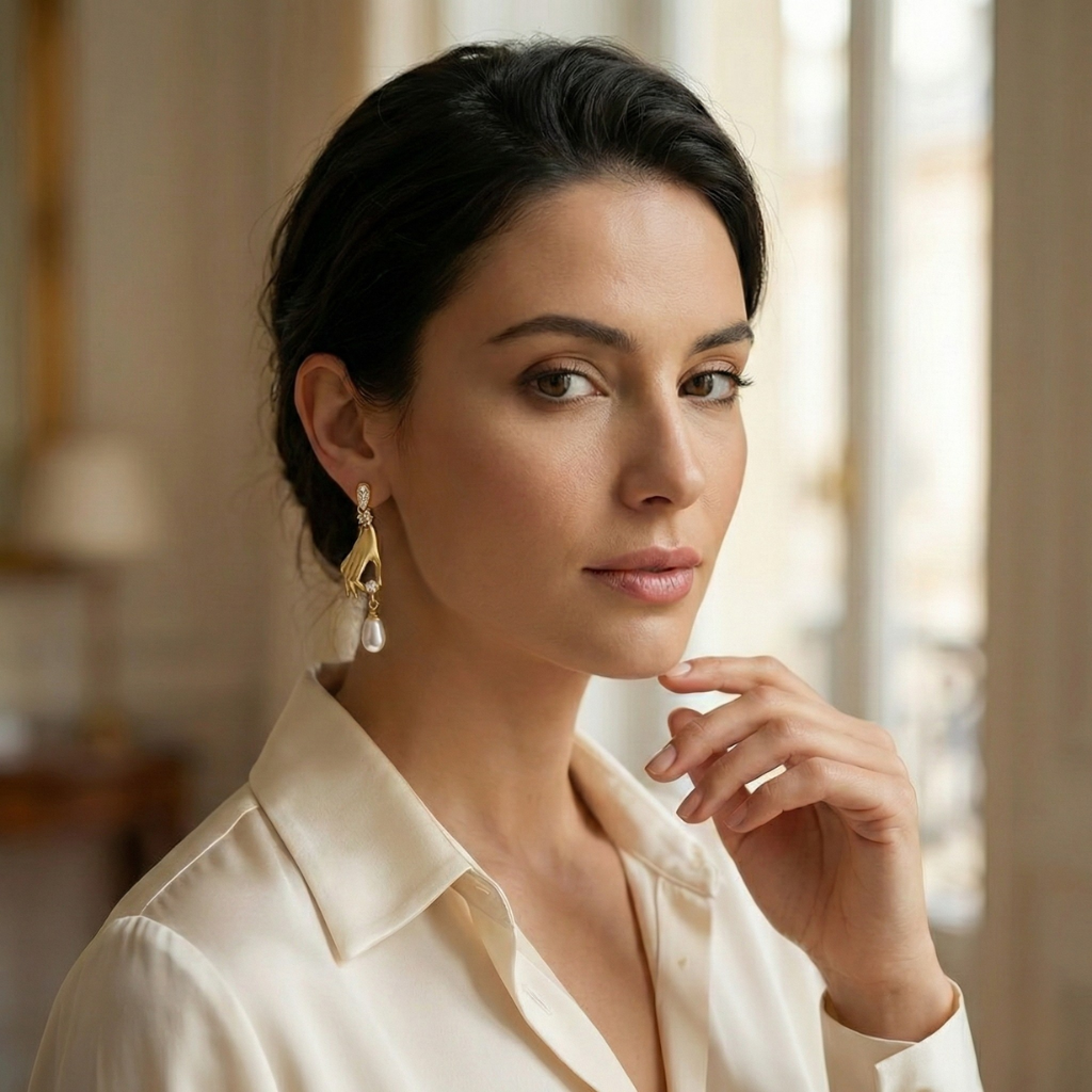 Elegant French Style Pearl Earrings with Zirconia