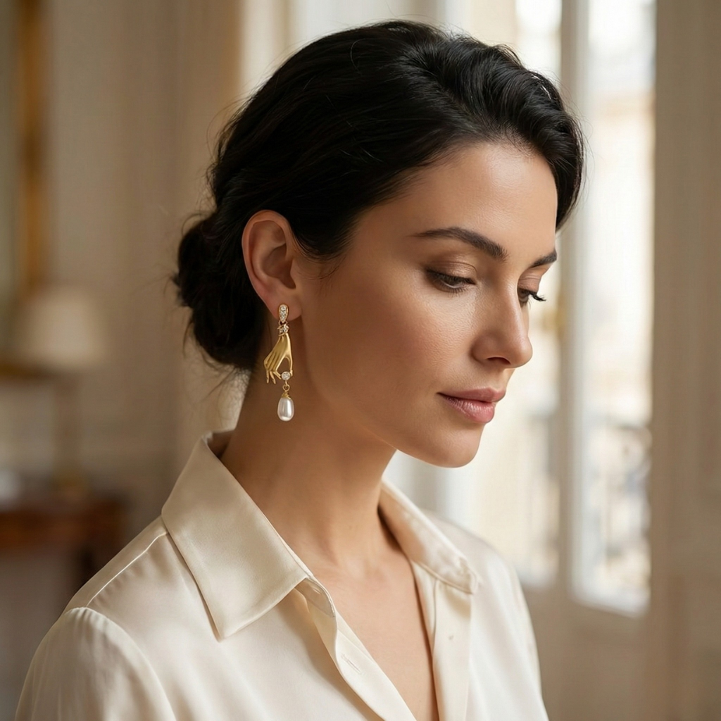 Elegant French Style Pearl Earrings with Zirconia