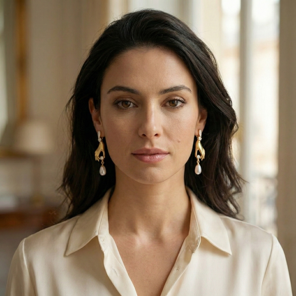 Elegant French Style Pearl Earrings with Zirconia