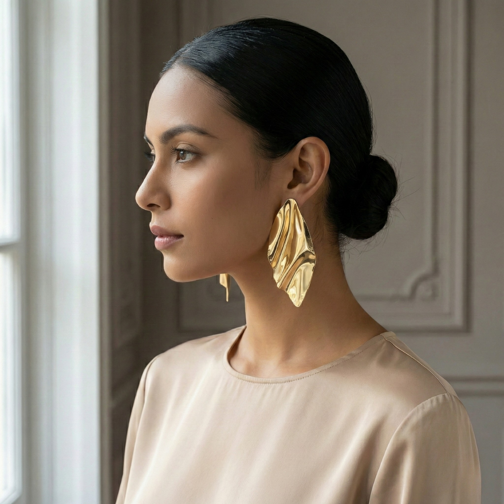 Elegant Gold-Plated Statement Earrings