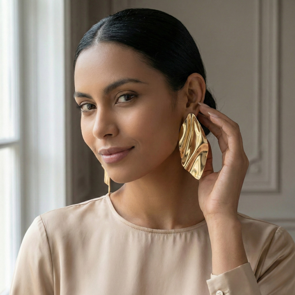 Elegant Gold-Plated Statement Earrings