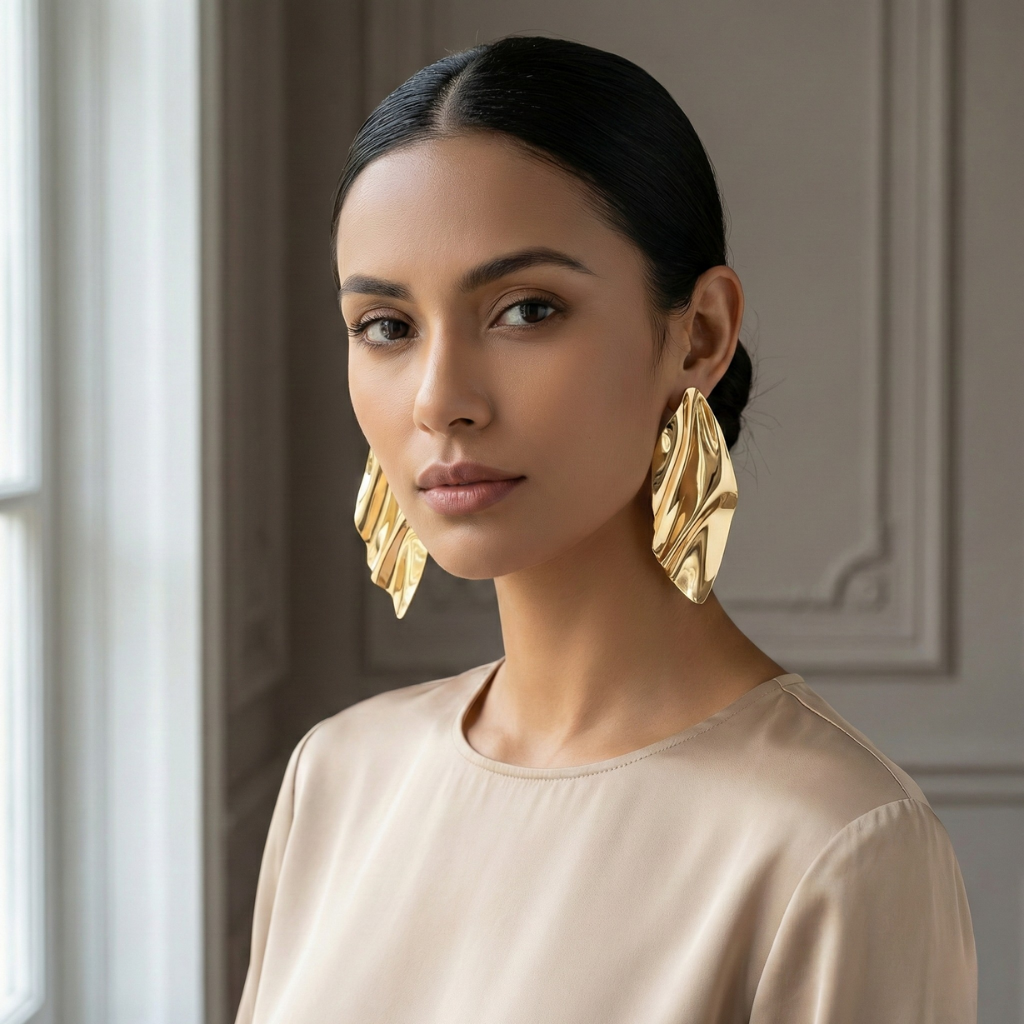 Elegant Gold-Plated Statement Earrings