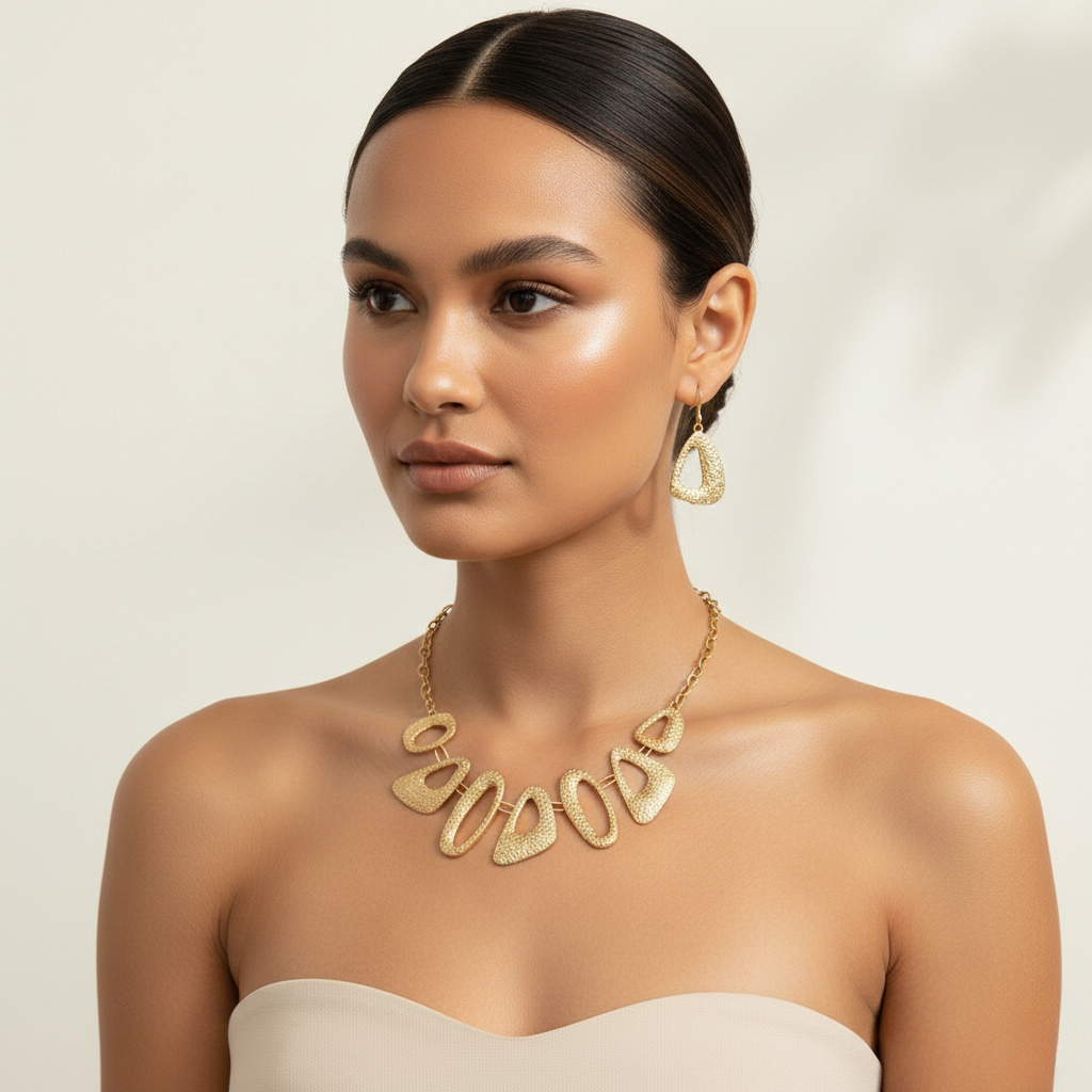 Elegant Geometric Boho Necklace and Earring Set