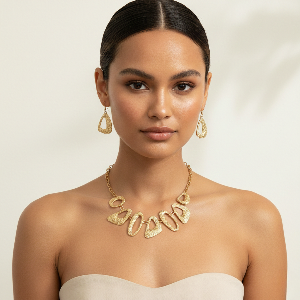 Elegant Geometric Boho Necklace and Earring Set