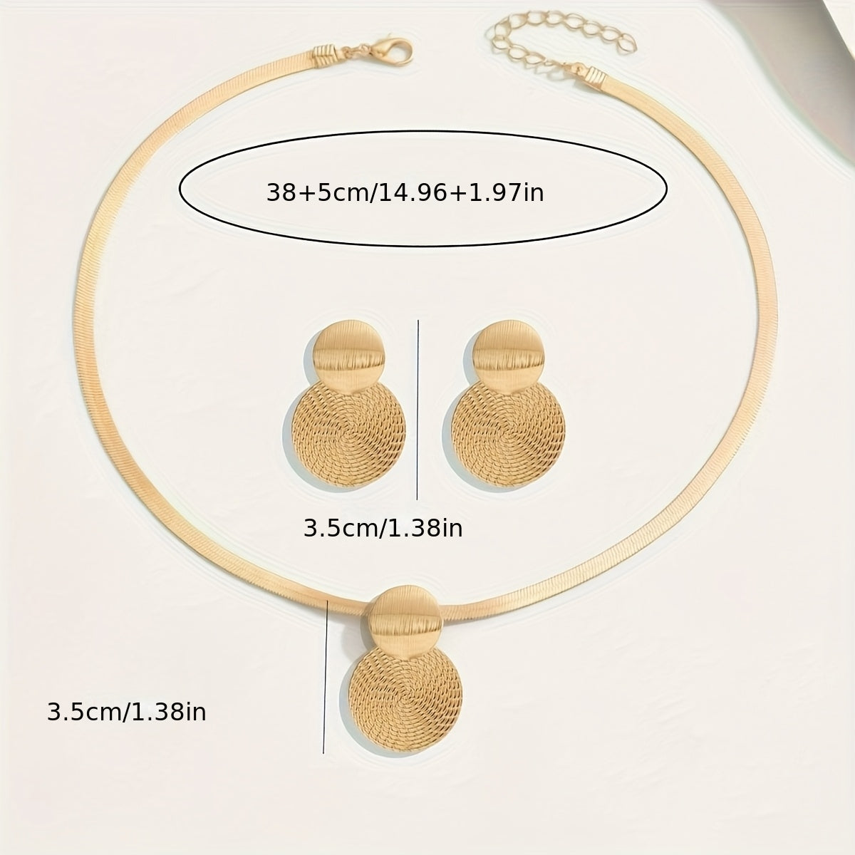 Conjunto de Colar e Brincos Elegantes em Dourado para Mulher - 2 peças - Design de Pendente Espiral Geométrico, Corrente Delicada com Contas Esféricas, Versátil para Roupa Casual e Ocasiões Especiais, Presente de Joalharia para Todas as Estações, Joias para Mulheres, Brincos para Mulheres