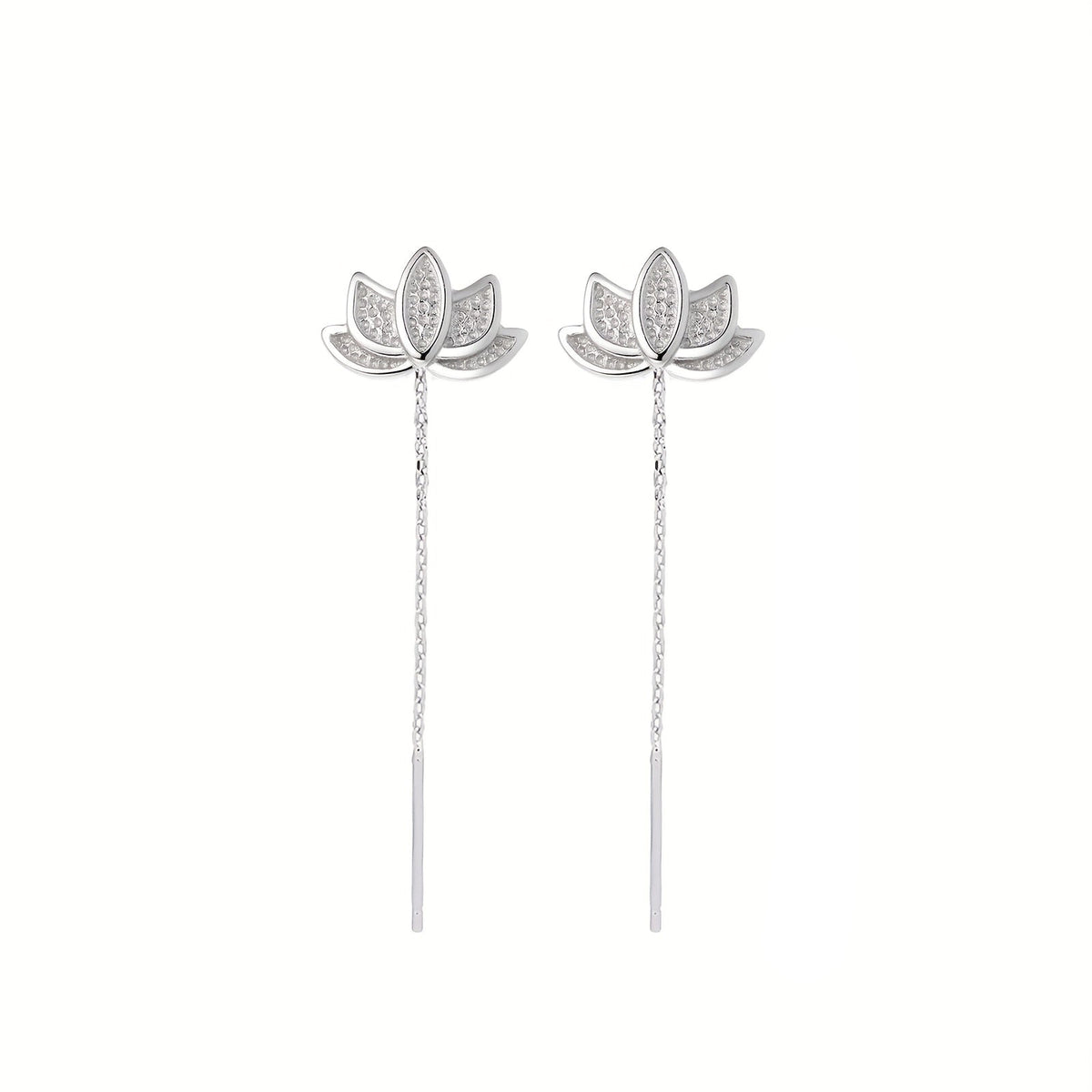 Um Par de Brincos Pendentes Elegantes para Mulheres, Com Franjas de Flor de Lótus Feitas de Prata S925, Com 1.1G de Peso. Perfeitos para Uso Diário, Primavera e Verão, Lembranças de Formatura e Celebrações Festivas.