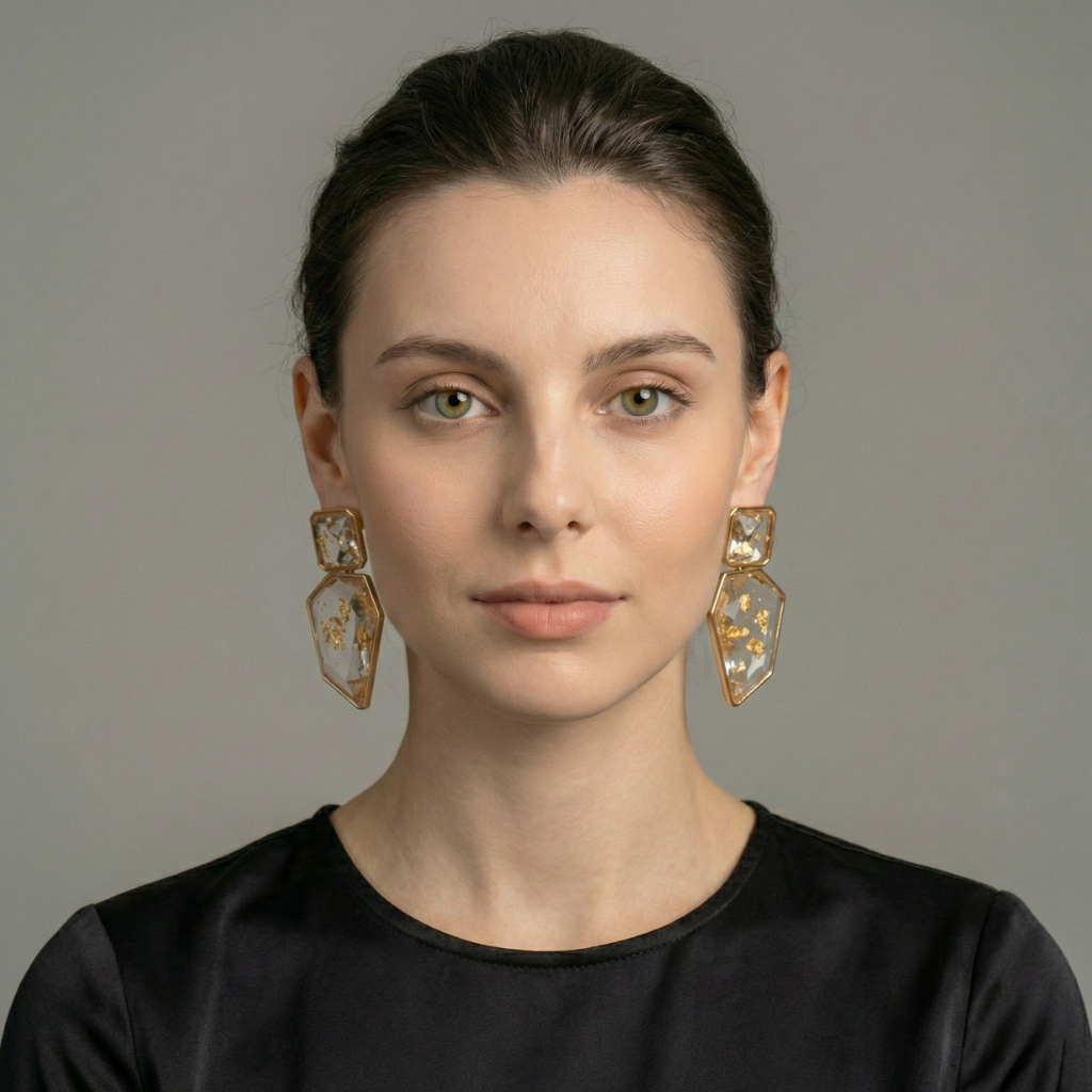Elegant Gold-Plated Resin Statement Earrings
