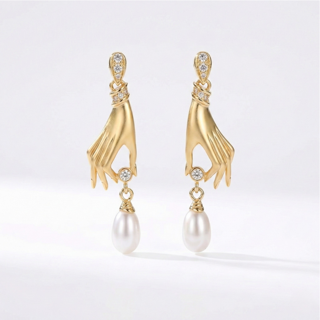 Elegant French Style Pearl Earrings with Zirconia