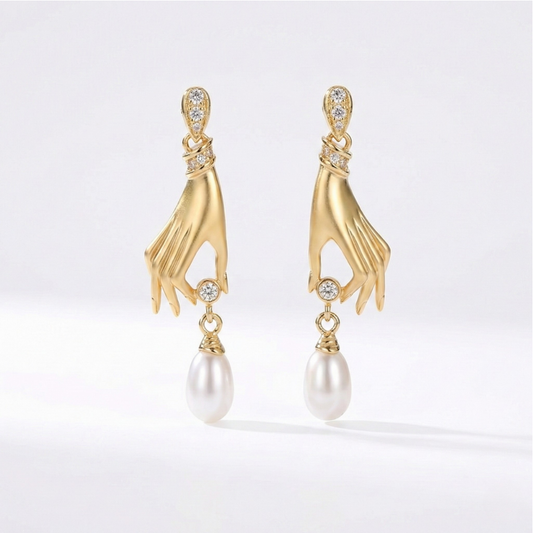 Elegant French Style Pearl Earrings with Zirconia