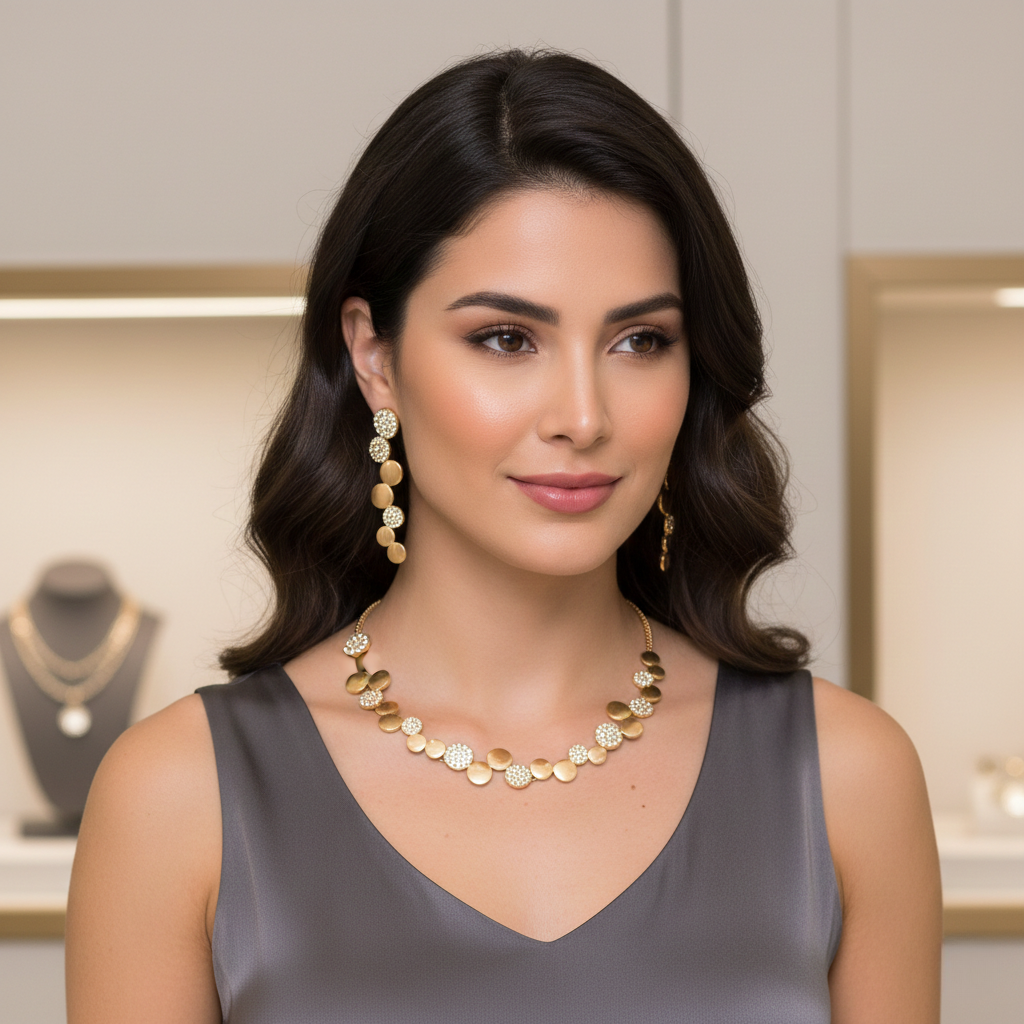 Elegant Geometric Metal Jewelry Set - Minimalist Earrings & Necklace