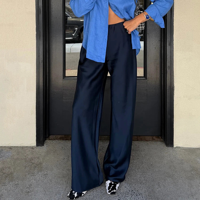 Satin Wide-Leg Trousers