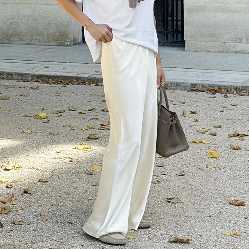 Satin Wide-Leg Trousers