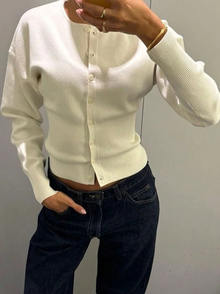 Ribbed Cropped Cardigan