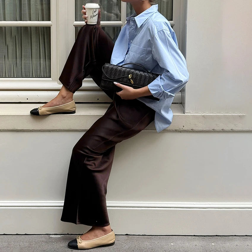 Satin Wide-Leg Trousers