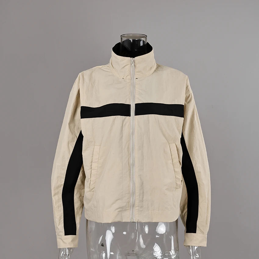 Contrast Stand-Collar Jacket