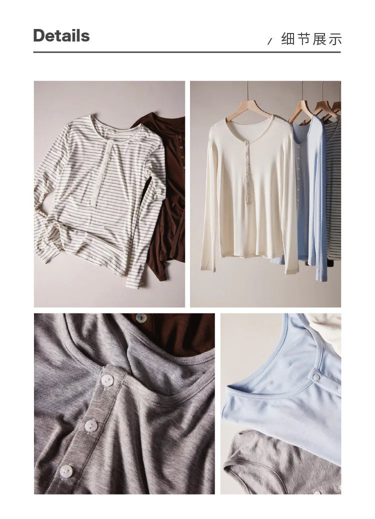 Silk-Wool Button Knit Top