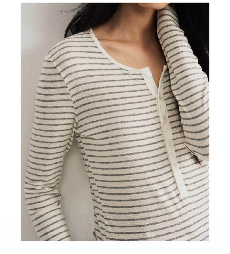 Silk-Wool Button Knit Top