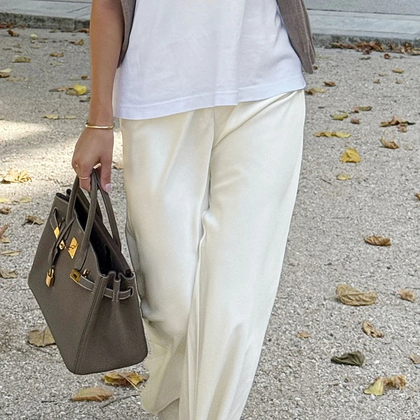 Satin Wide-Leg Trousers