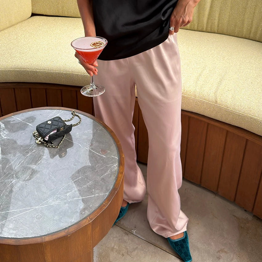 Satin Wide-Leg Trousers