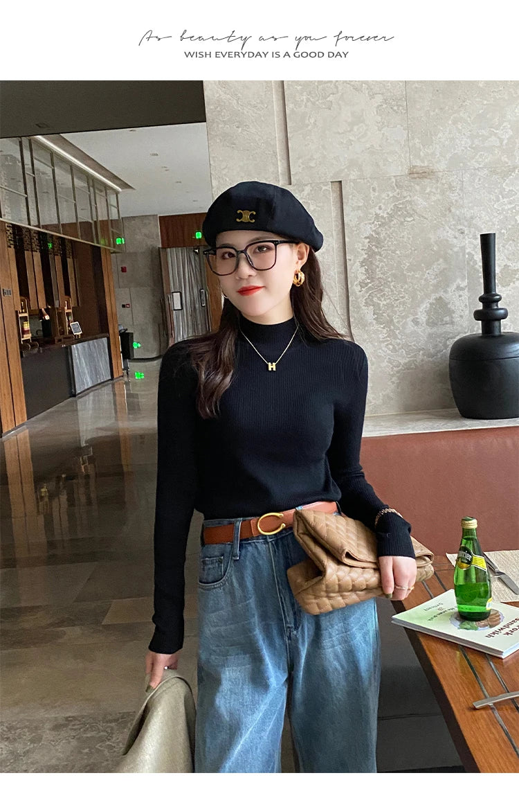 Fine Knit Mock Neck Jumper