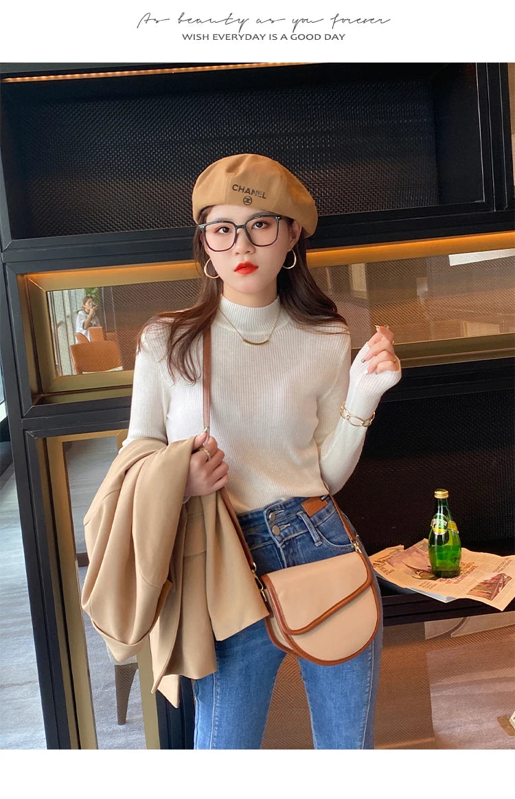 Fine Knit Mock Neck Jumper
