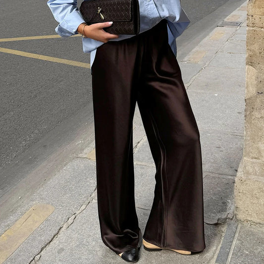 Satin Wide-Leg Trousers