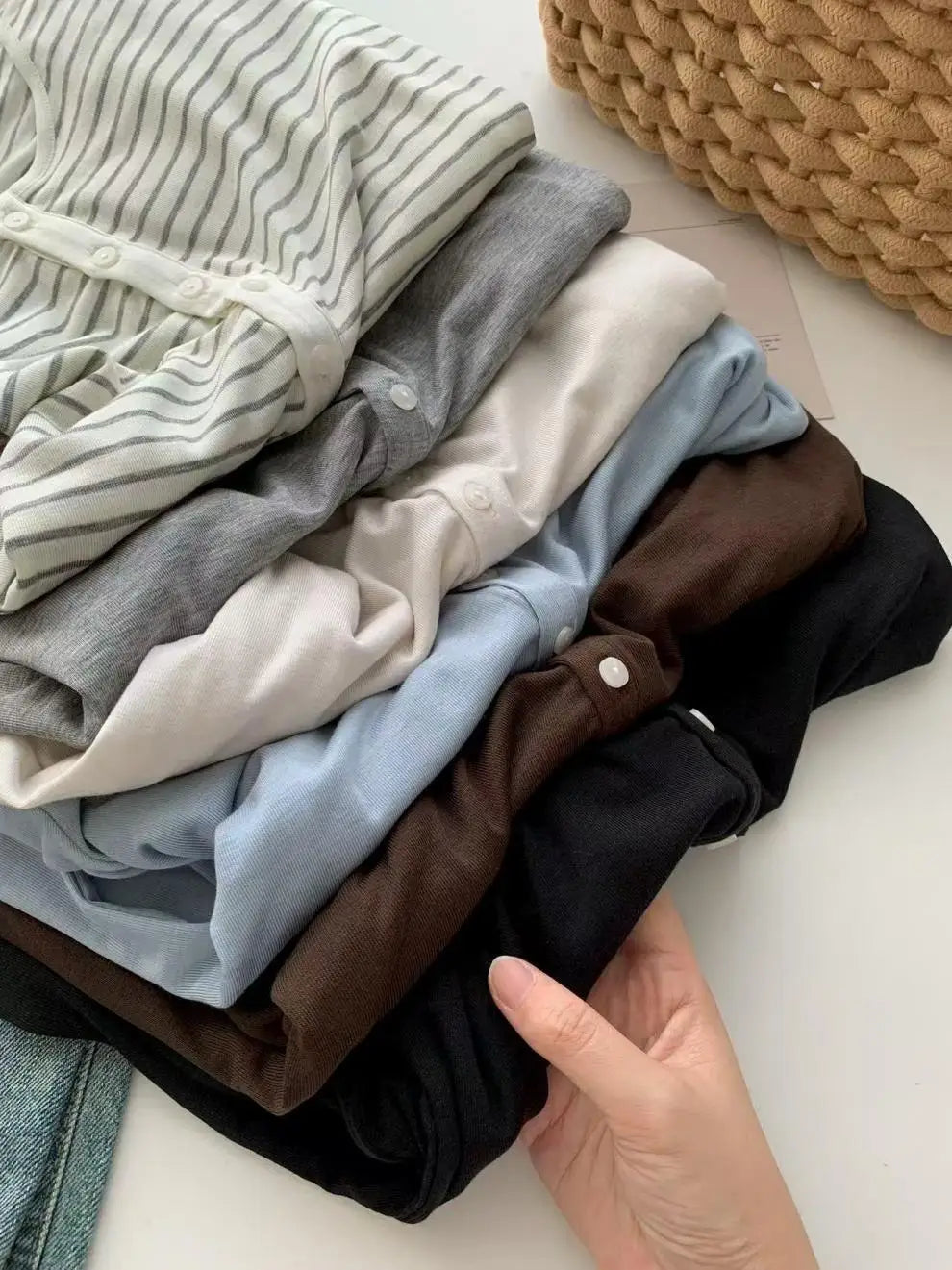Silk-Wool Button Knit Top