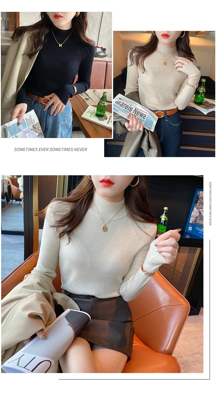 Fine Knit Mock Neck Jumper