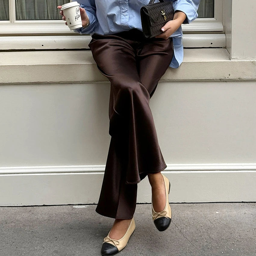 Satin Wide-Leg Trousers