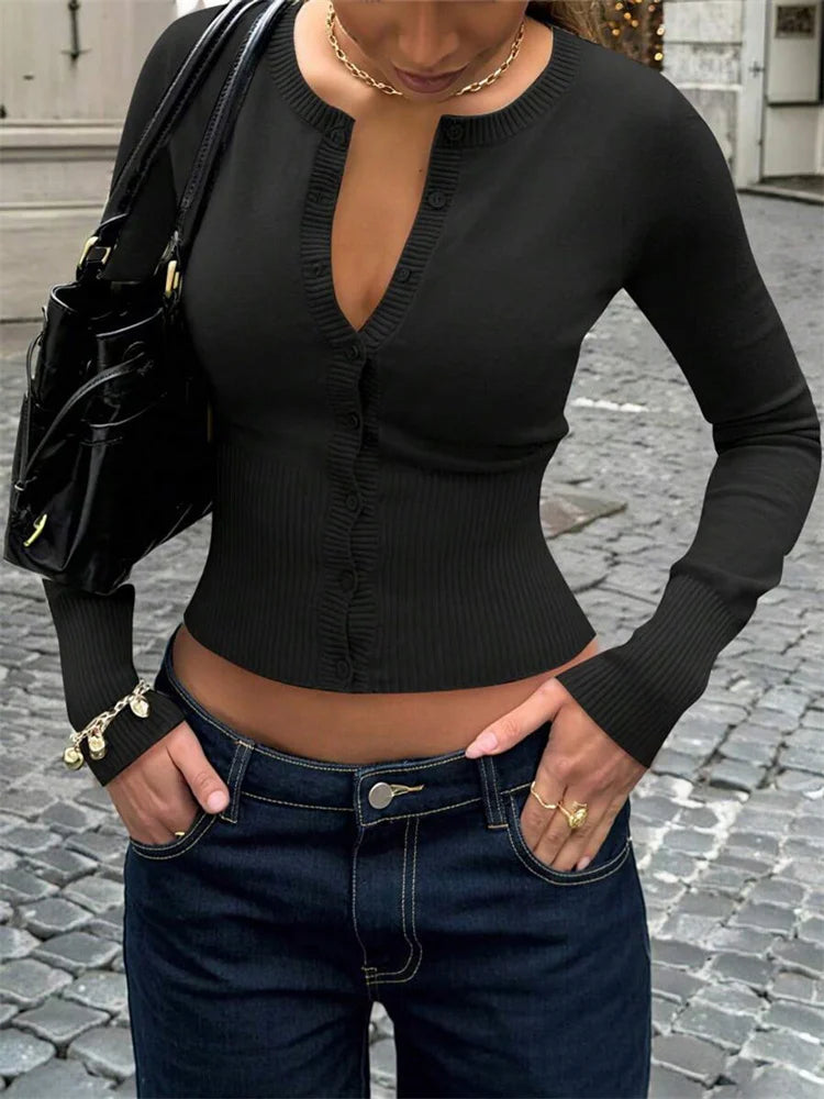 Ribbed Cropped Cardigan