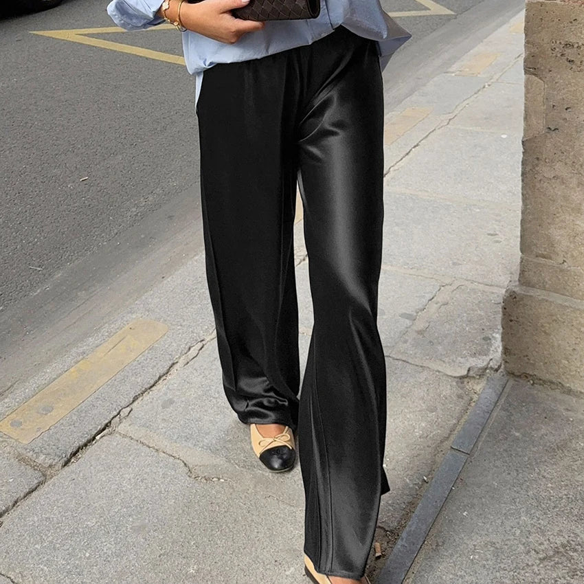 Satin Wide-Leg Trousers