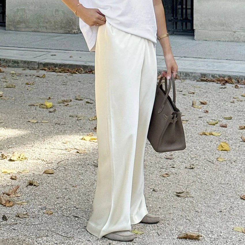 Satin Wide-Leg Trousers