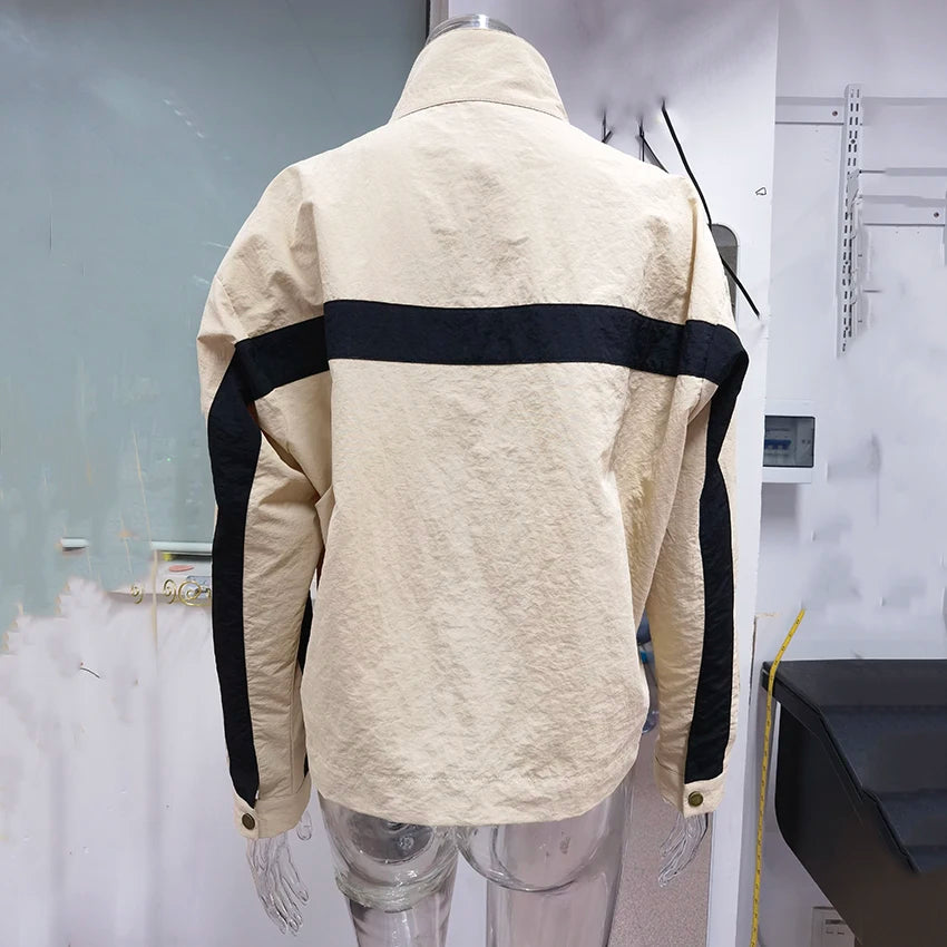 Contrast Stand-Collar Jacket