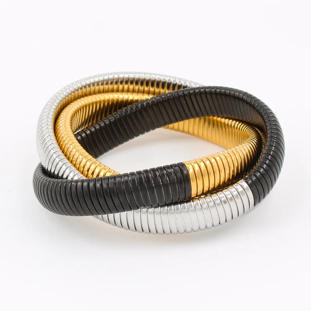 Authentic Nanni – Élan Vintage Elastic Bangle | 18K Gold Plated Titanium Steel