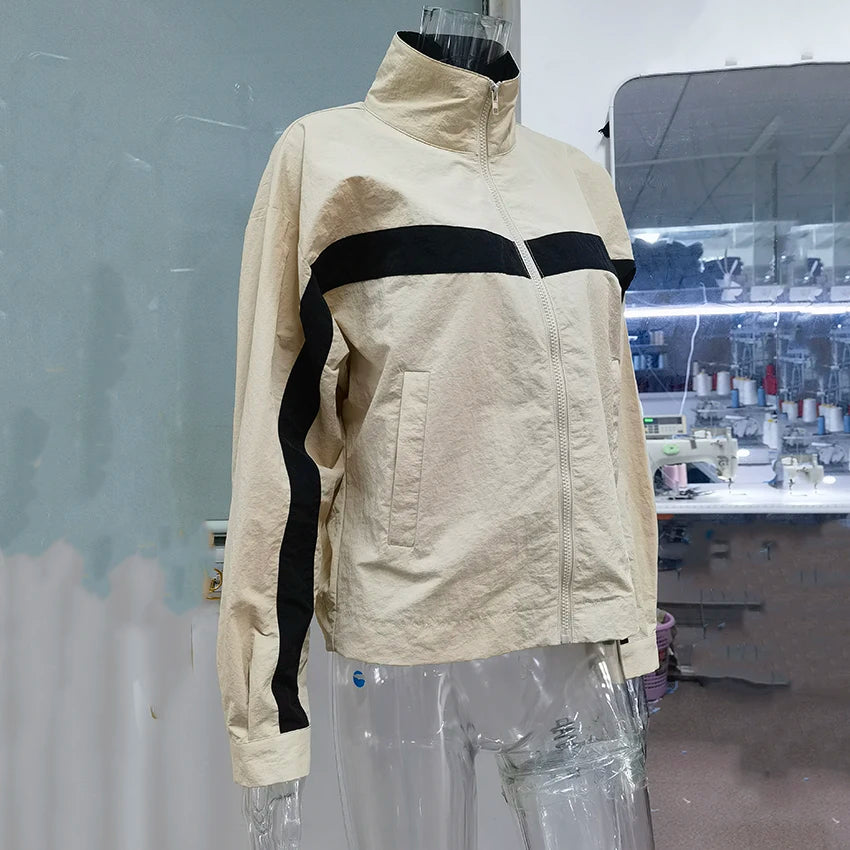 Contrast Stand-Collar Jacket