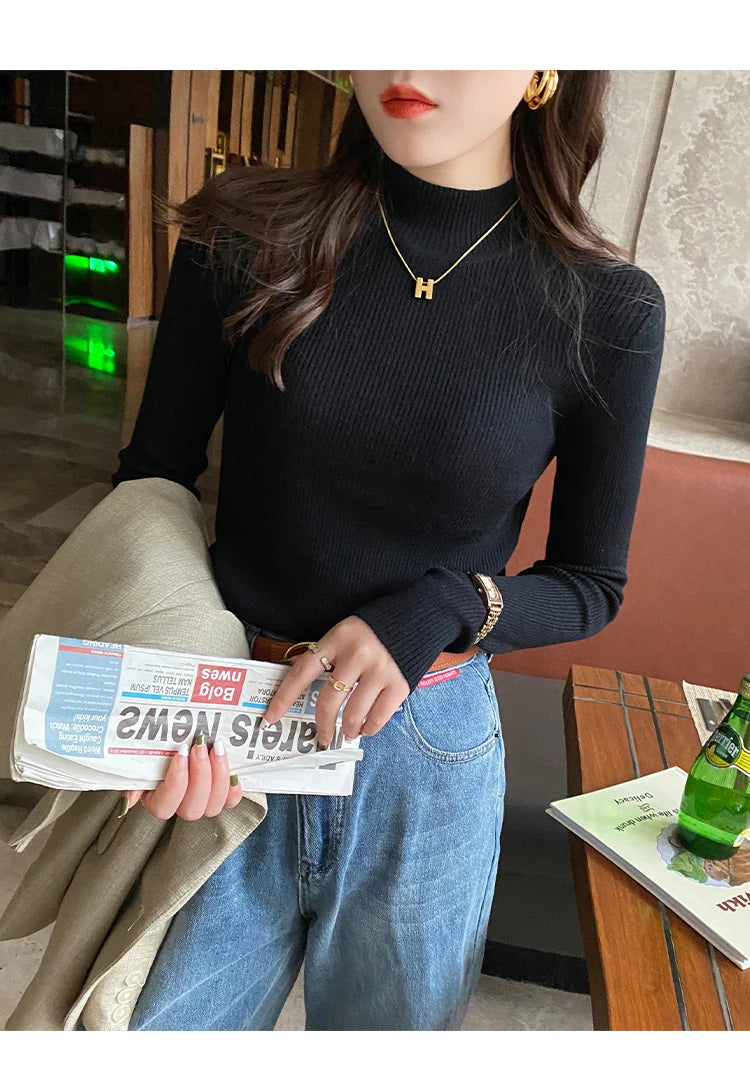 Fine Knit Mock Neck Jumper