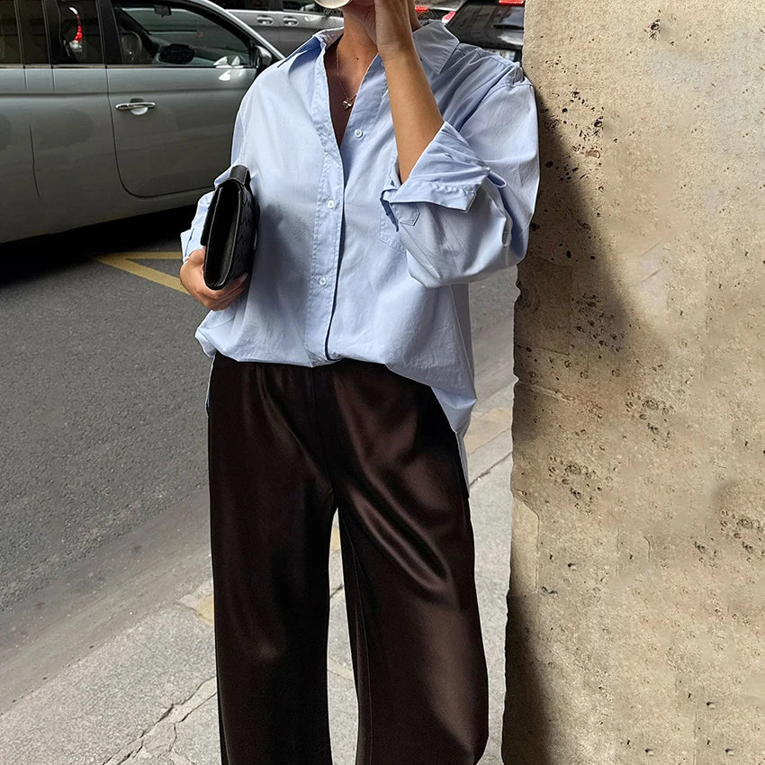Satin Wide-Leg Trousers