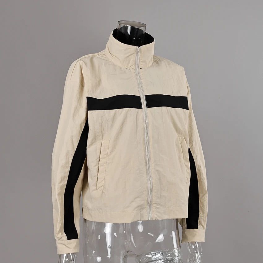 Contrast Stand-Collar Jacket