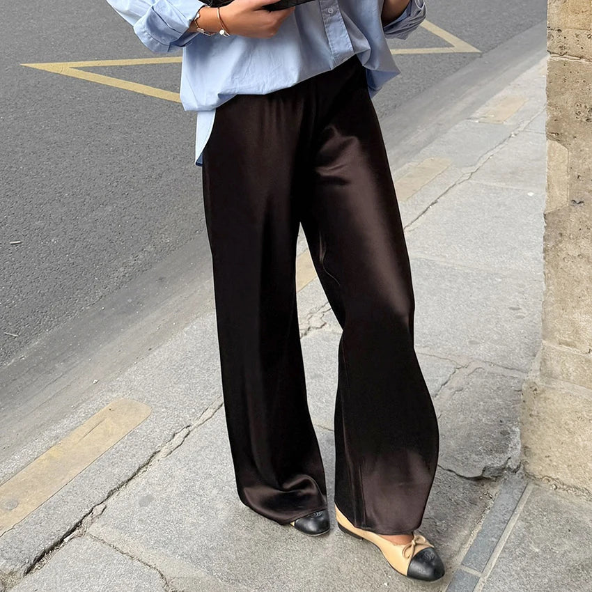 Satin Wide-Leg Trousers