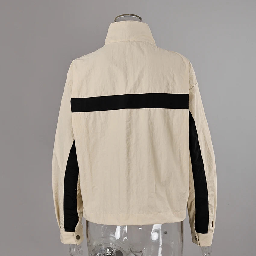 Contrast Stand-Collar Jacket