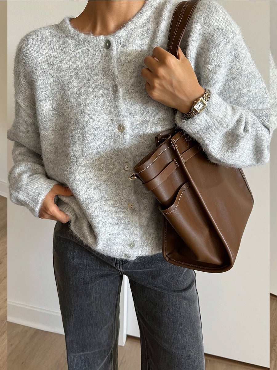 Cashmere-Touch Button Cardigan