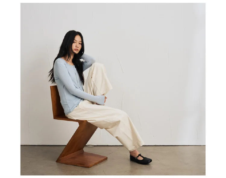 Silk-Wool Button Knit Top