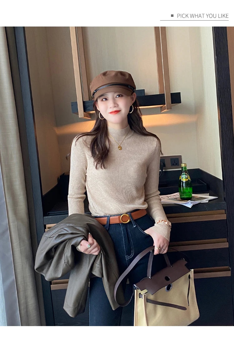 Fine Knit Mock Neck Jumper