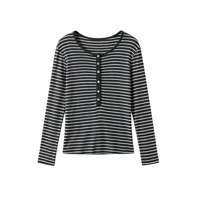 Silk-Wool Button Knit Top