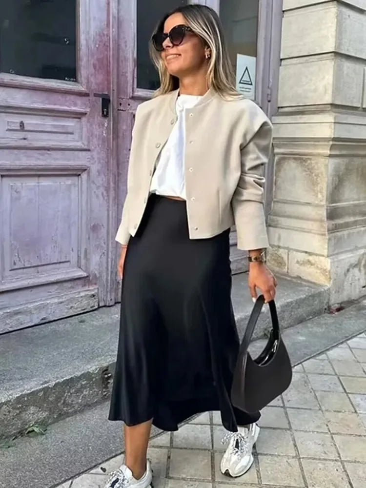 Satin Midi Skirt