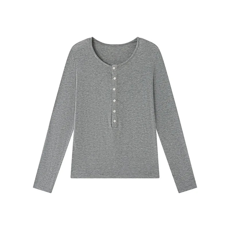 Silk-Wool Button Knit Top